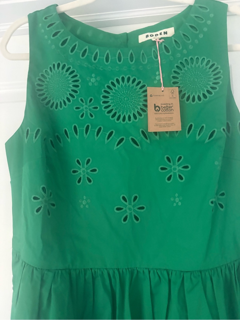 Boden dress NWT US 12 Lauren Broderie midi dress green, cotton, occasion dress - Picture 8 of 15
